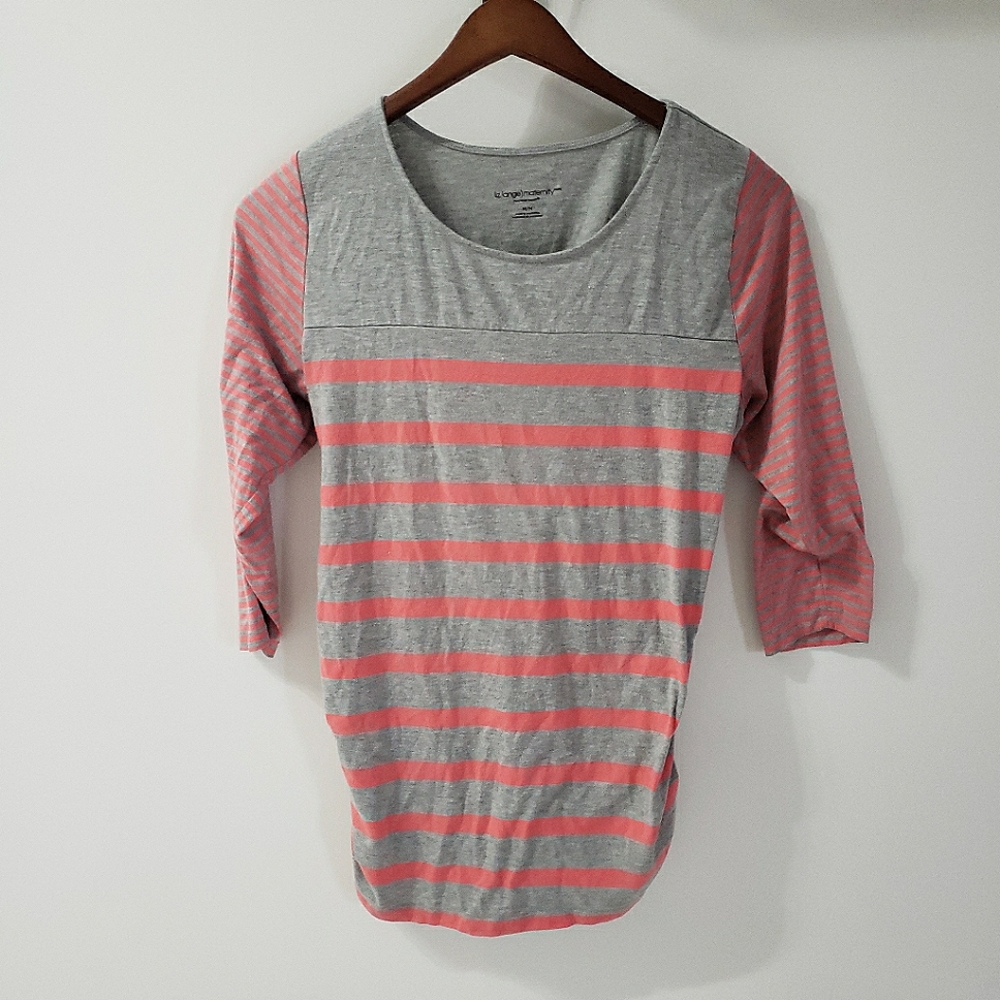 Liz Lange Maternity Grey and Coral Top